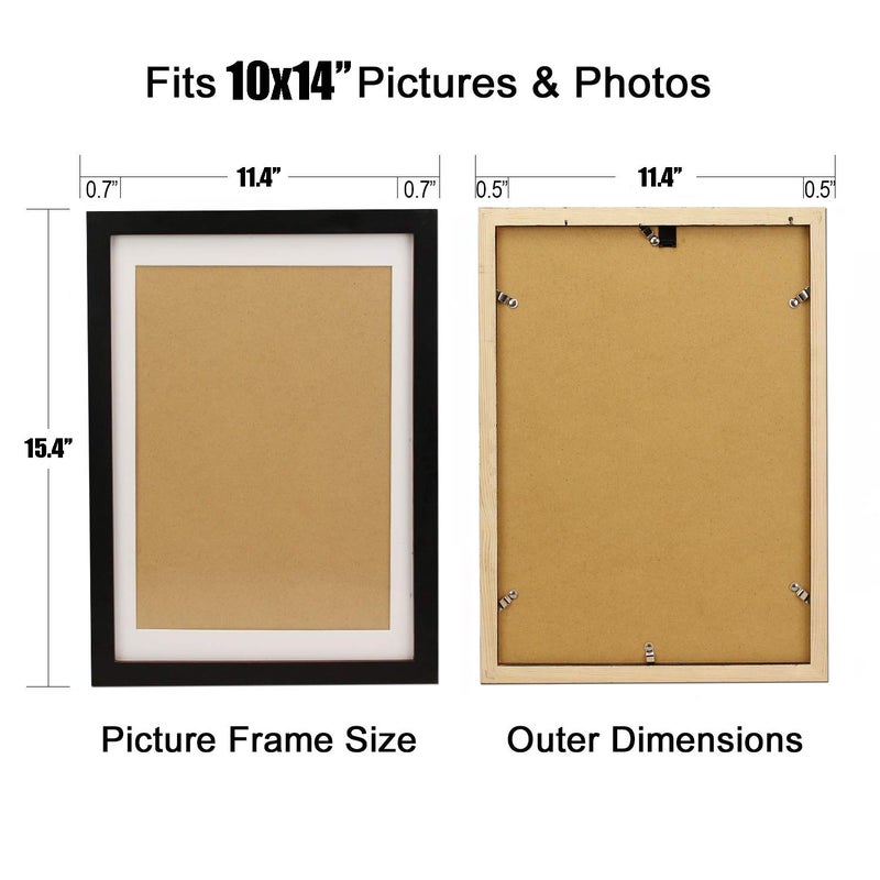 FUNTRESS Pictures Frame Collages for Diplomas Wall Hanging Poster Frame Wooden Living Room Pictures Frame with Mat (10x14 2 Pieces, Black) - Image 3